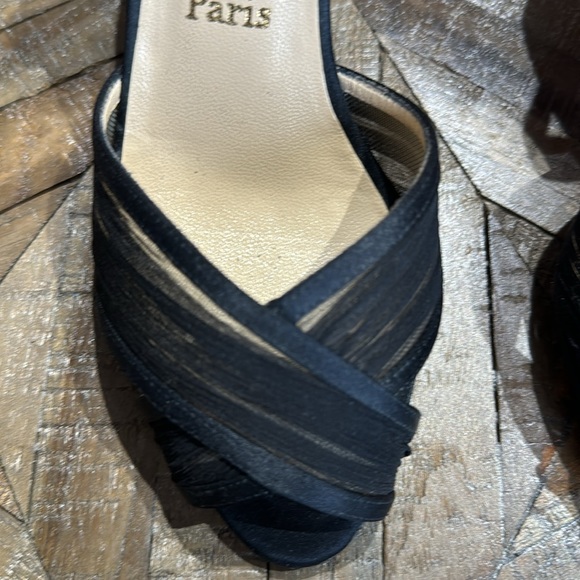 Christian Louboutin black chiffon mauresmo Slingbacks US size 7.5 - Picture 3 of 13